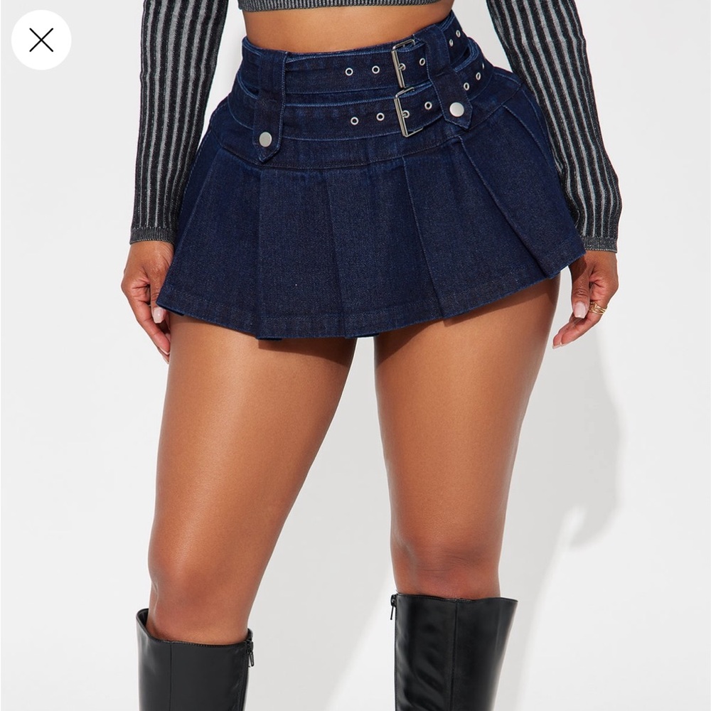 Fashion Nova Dark Blue Mini Skirt - Picture 2 of 7